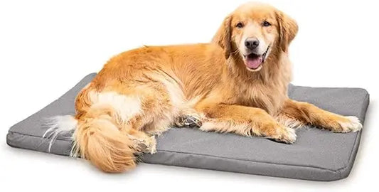 Tough Rip-Stop Orthopedic Dog Bed - Durable, Removable, Washable Cover, Kennel Pad Fits in Crate, Medium 35"x22", Light Gray Ve