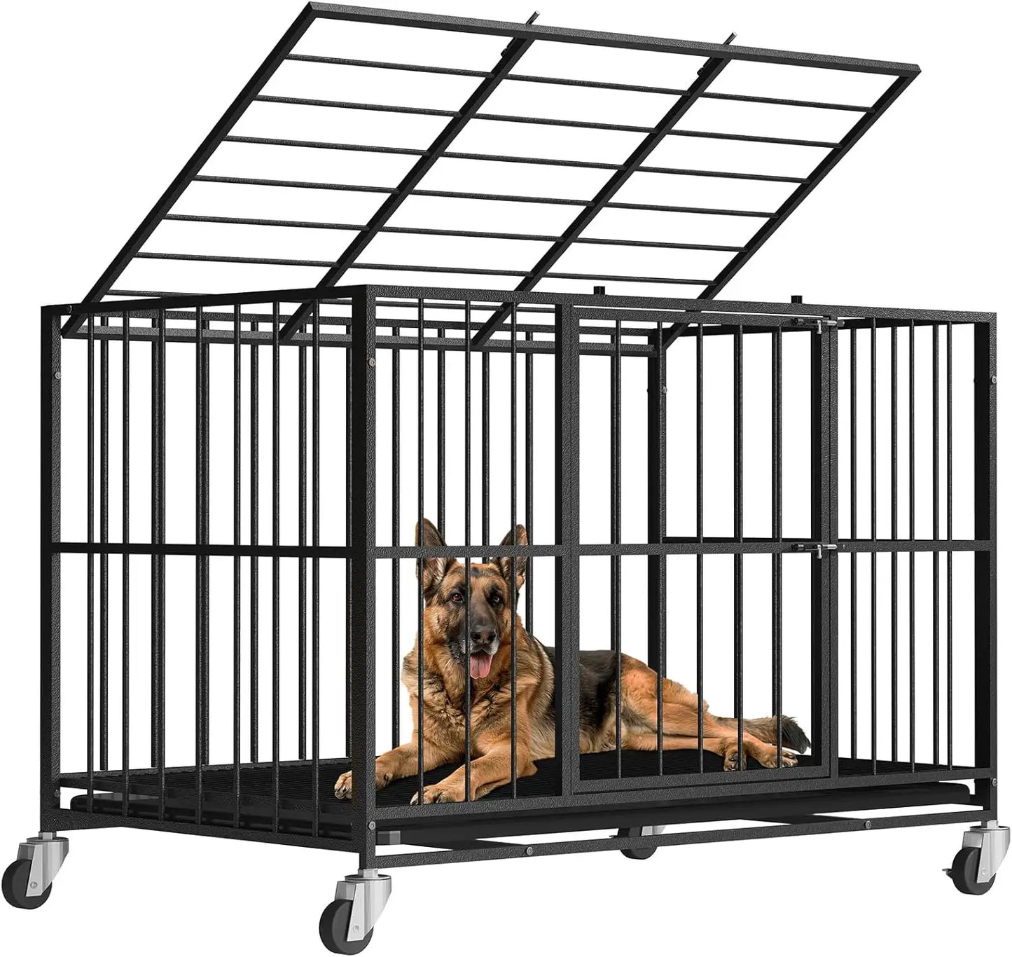 Heavy Duty Steel Dog Crate With Escape Proof Double Door