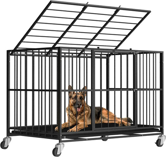 Heavy Duty Steel Dog Crate With Escape Proof Double Door
