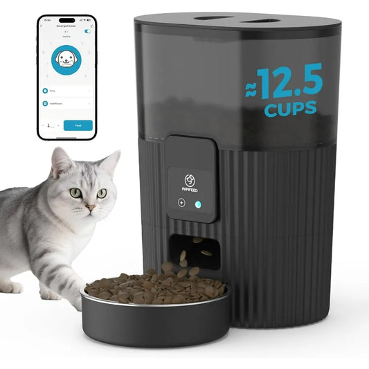 Automatic Pet Feeder with 3.5L Capacity and 15Cup Storage for Cats and Dogs 2.4G WiFi Enabled Timed Food Dispenser with Remote