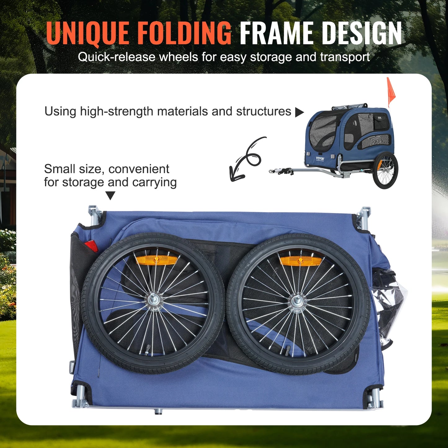 Pet Bicycle Carrier Trailer For Dogs With Reflectors And Flag