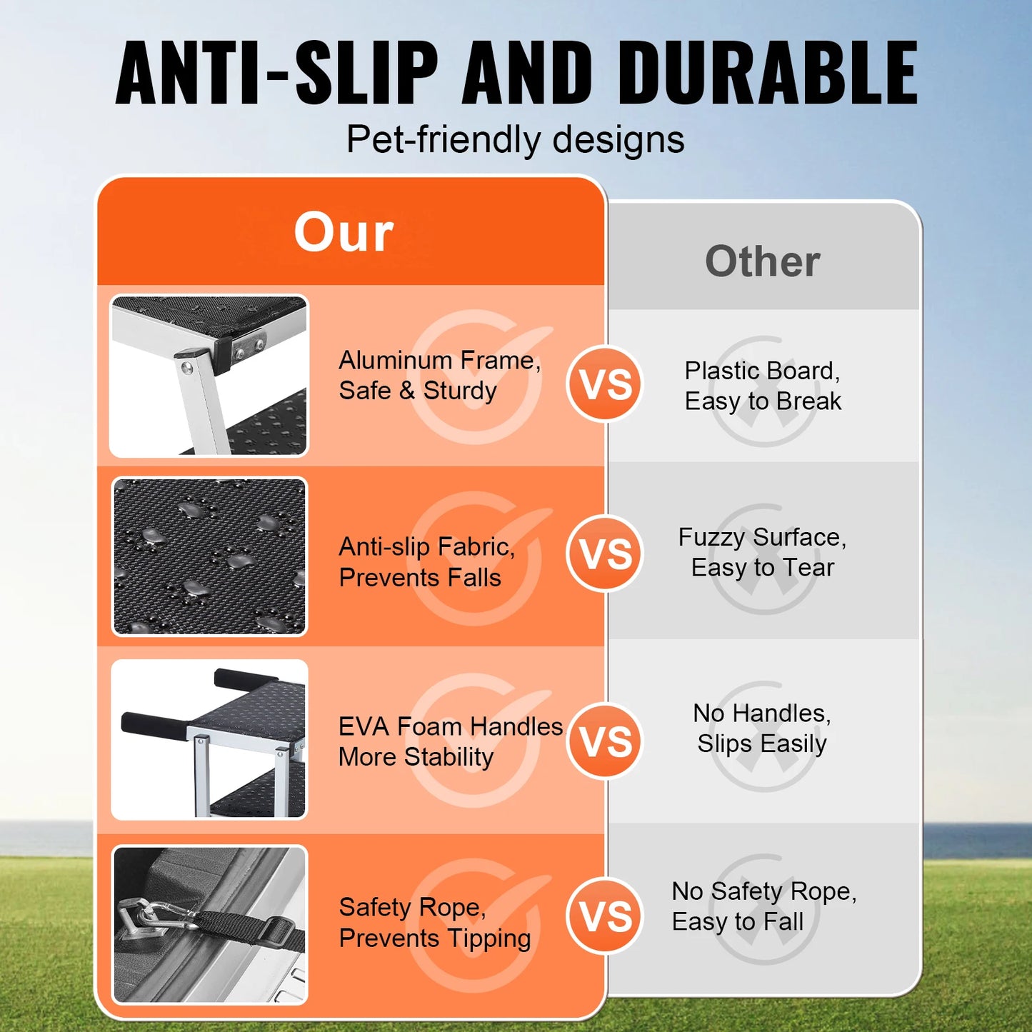 SucceBuy Dog Car Stair Folding Portable Aluminum Pet Steps