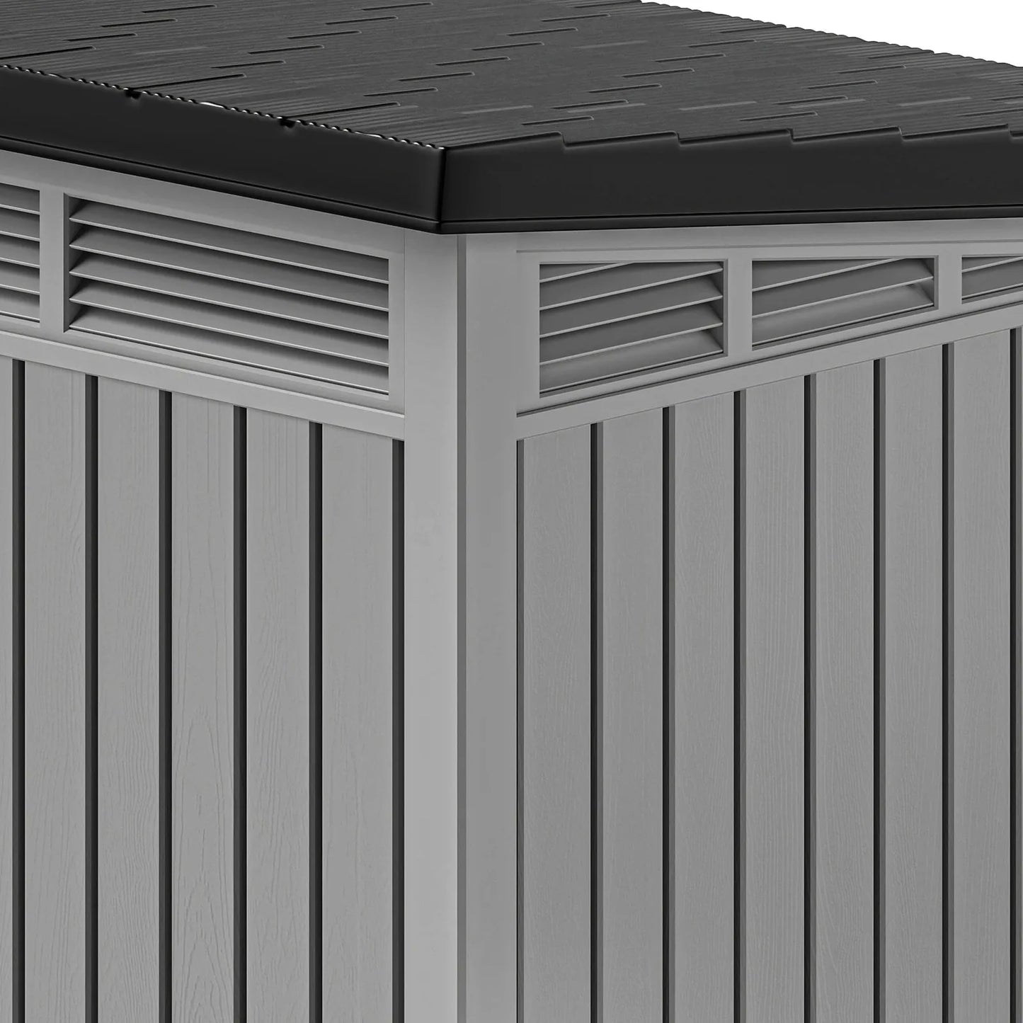 Gray Plastic Dog House with Liftable Roof Outdoor Indoor Dog Kennel w/ Air Vents