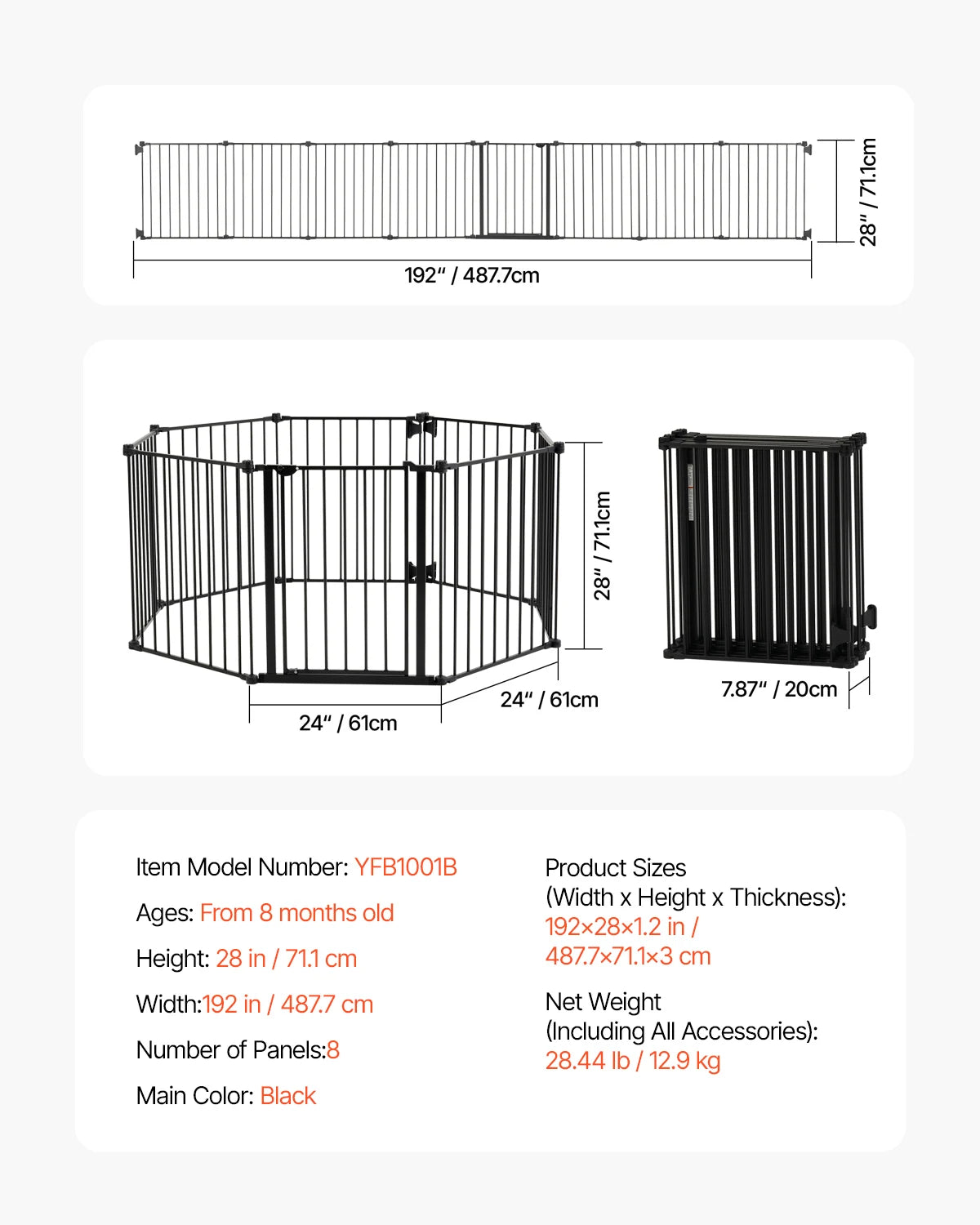 SucceBuy Walk Through Baby Gate For Pets And Children Safety