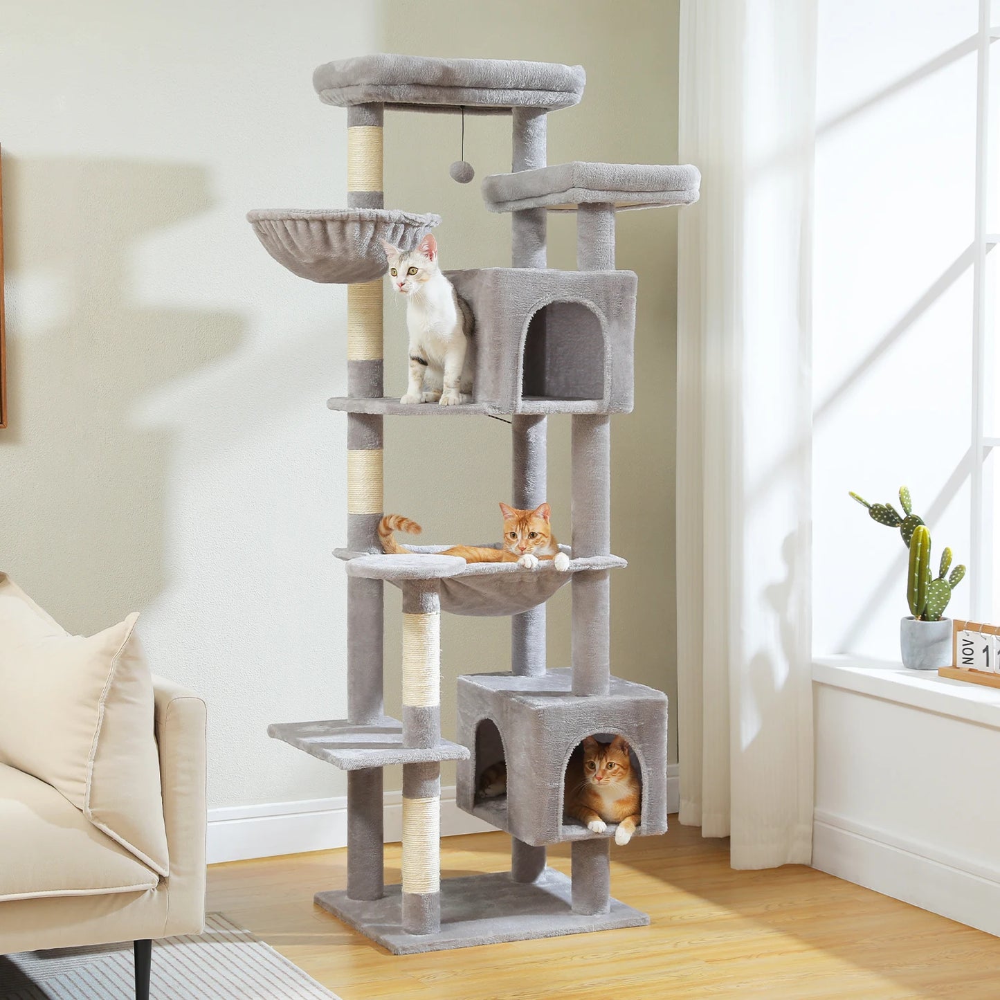 PEQULTICN Cat Tree Indoor Cats With Scratching Posts Hammock