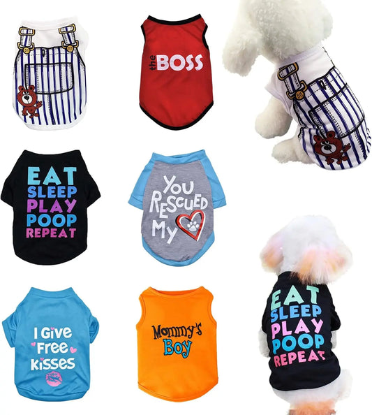 Six Pack Dog Clothes Set For Small Breeds Breathable Shirts
