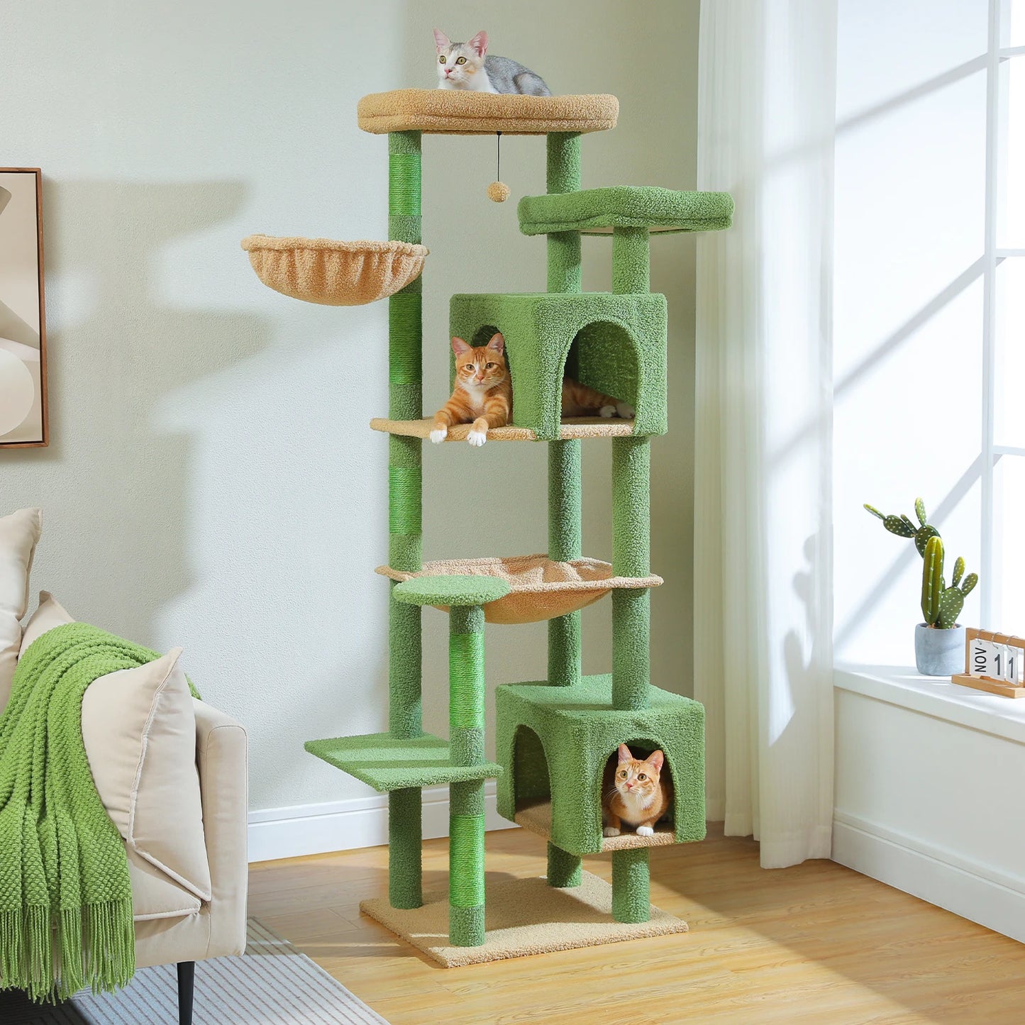 PEQULTICN Cat Tree Indoor Cats With Scratching Posts Hammock