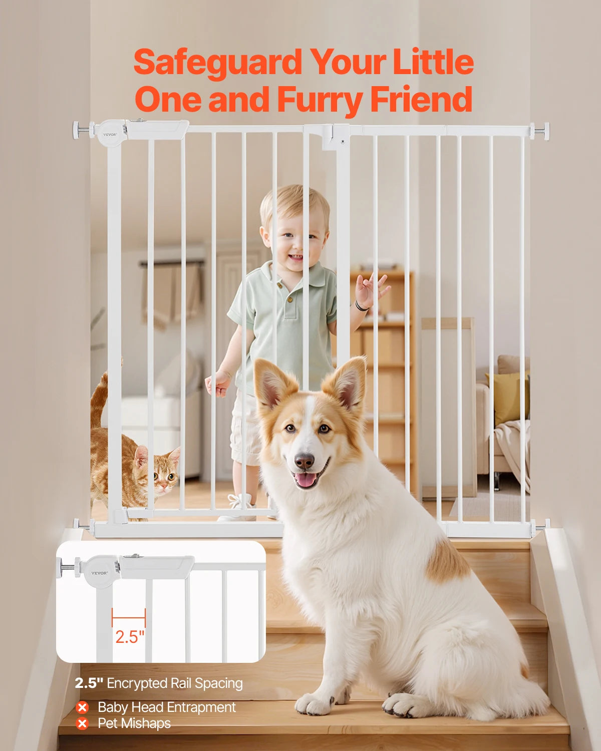 SucceBuy Walk Through Baby Gate For Pets And Children Safety