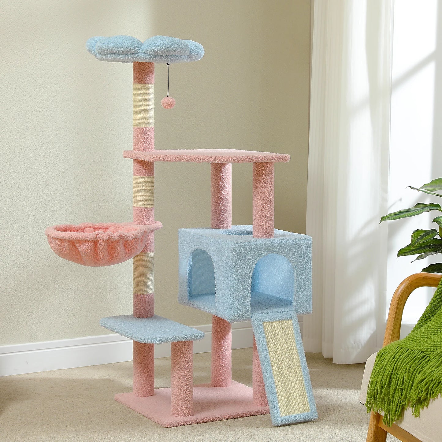 PEQULTICN Flower Cat Tree Multi Level Cat Tower Hammock