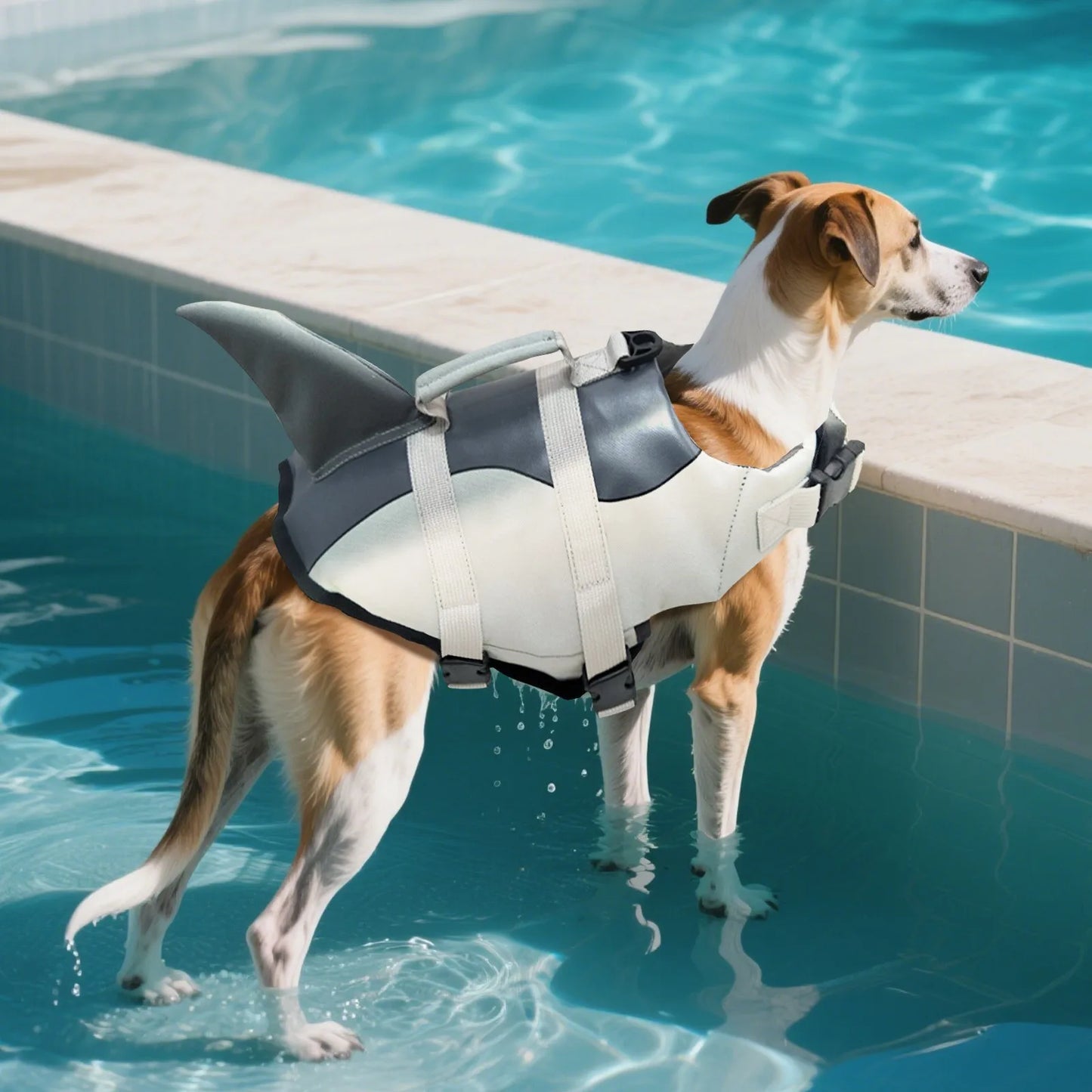 Shark Dog Life Jacket With Handle For Swimming For Dogs
