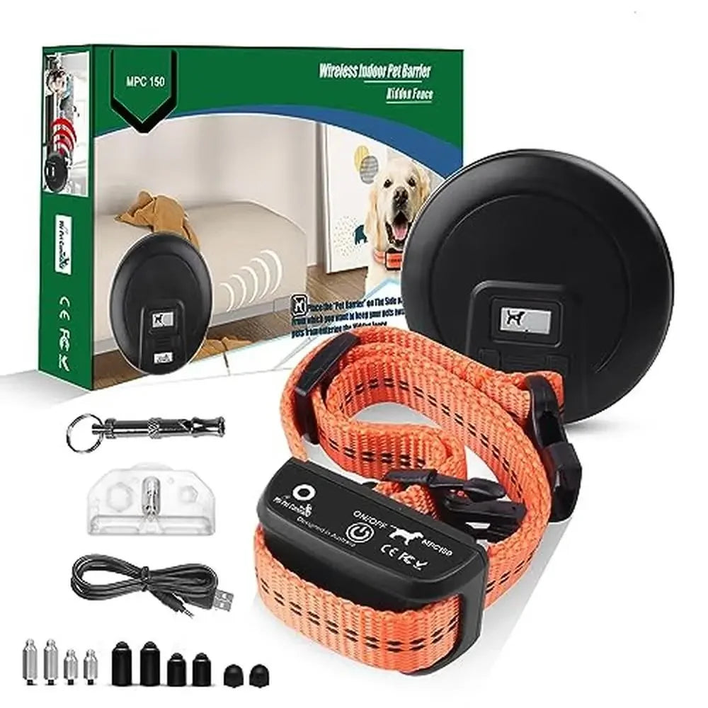 Indoor Dog Containment System with Wireless Collar Adjustable Range Tone Correction Hidden Fence Portable Rechargeable Pet