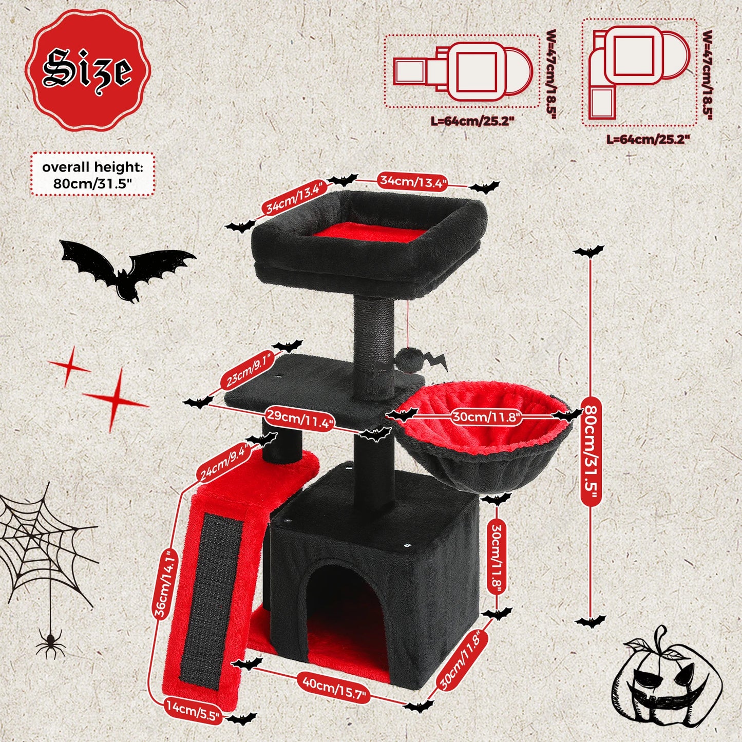 Cat tree Cat Tower for Indoor Cats 2 Styles Cat Activity Tree with Cat Scratching Posts Big Hammock and Removable Top Perch Grey