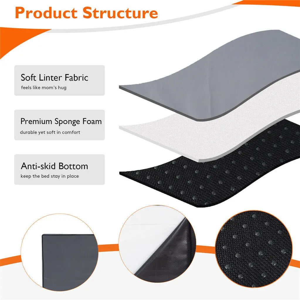 M L XL 2XL Dog Bed Jumbo Pet Orthopedic Bed Memory Foam Base Crate Mattess Cushion with Washable Cover Waterproof